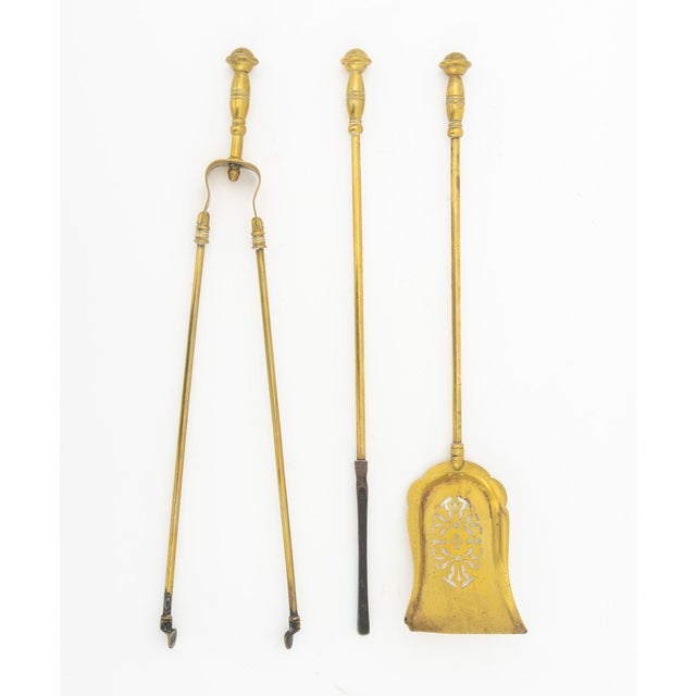 Mid 20th Century Vintage Brass Fireplace Tool Set, 4 Pcs. For Sale - Image 5 of 13