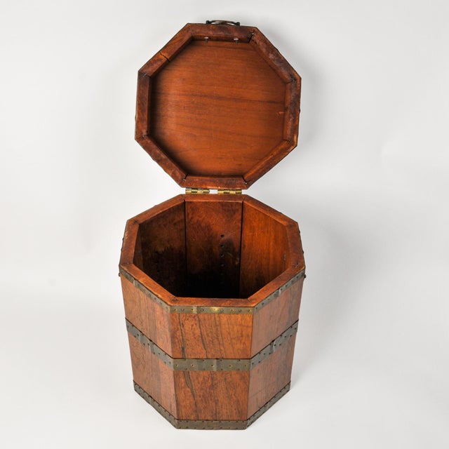 Antique English Mahogany Octagonal Chest With Brass Fittings For Sale - Image 12 of 15