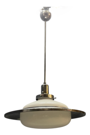 Space Age Chrome Pendant Lamp attributed to Gino Sarfatti, 1950s