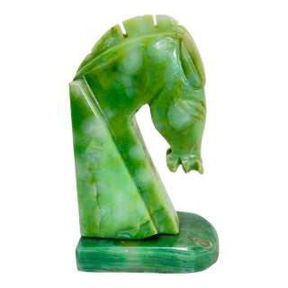 Green Onyx Horse Head Bookend For Sale