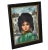 Framed signed Daude Vintage Mid-Century Oil Painting Cityscape French Girl with Black Hair Brown Eyes Green Coat. Circa...