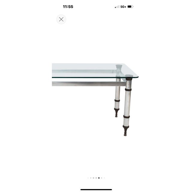 Maison Jansen 1960s French Maison Jansen Attributed Steel and Bronze Table With Glass Top For Sale - Image 4 of 10
