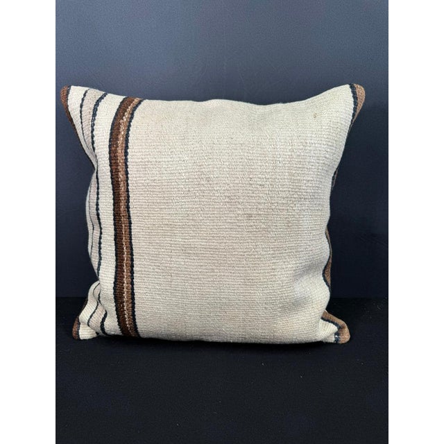 Turkish Hemp Pillow Cushion Natural Beige Brown Cushion Cover 20"x20" For Sale - Image 4 of 4