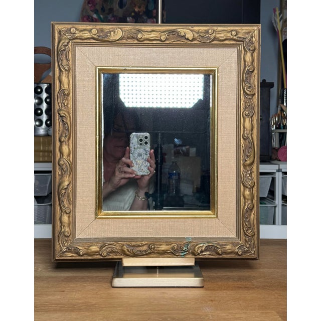 French Provincial French Provincial Bronze Finish and Matted Accent Wood Wall Mirror For Sale - Image 3 of 12