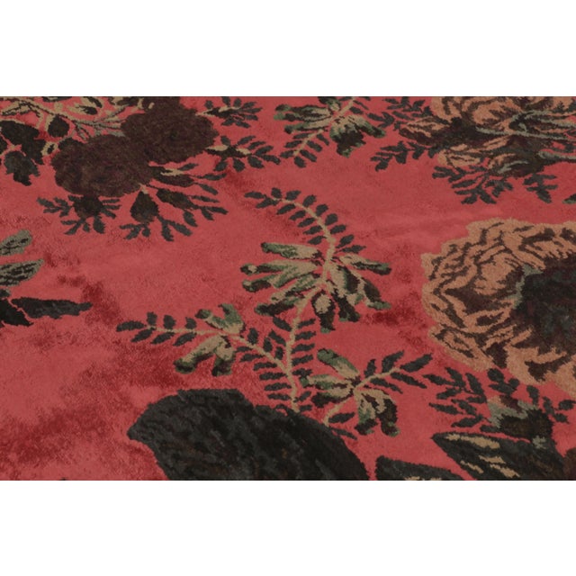2010s Rug & Kilim’s Modern Rug, Crimson Red With Rose Floral Pattern - Rug & Kilim For Sale - Image 5 of 10