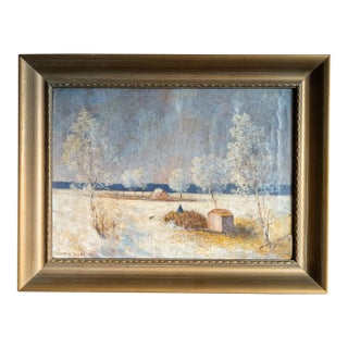 Early 20th Century Hungarian Impressionist Winter Landscape, Paris 1901 For Sale