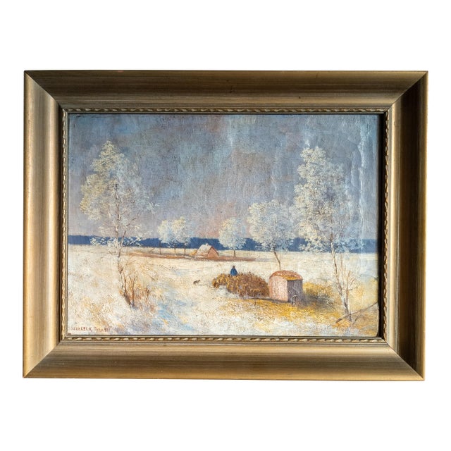 Early 20th Century Hungarian Impressionist Winter Landscape, Paris 1901 For Sale