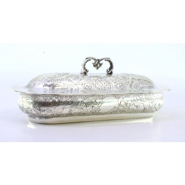 Silver Soap Dish with Engravings and Monogram Cards For Sale - Image 4 of 8