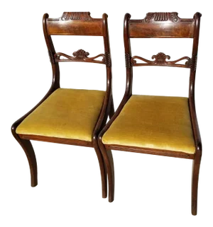 William IV 1830's Hand Carved Mahogany Chairs. - Set of 2