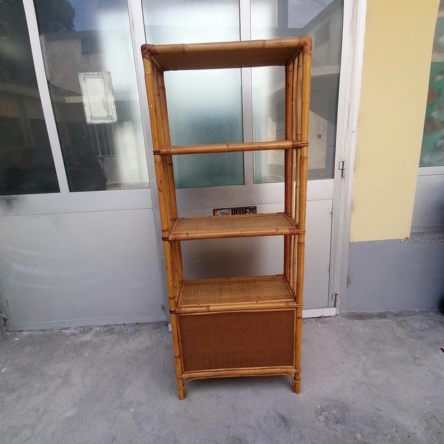 Bamboo and Wicker Bookcase, 1970s For Sale - Image 6 of 11