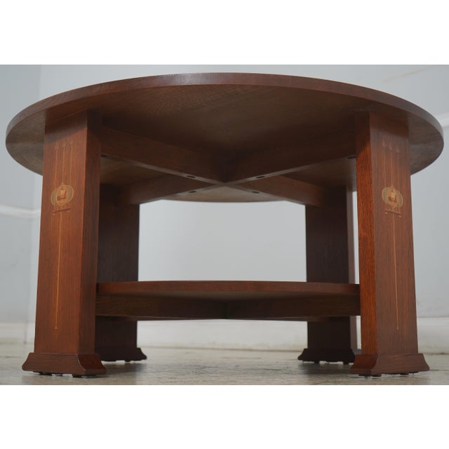 Stickley Stickley Mission Oak Round Harvey Ellis Cocktail Coffee Table For Sale - Image 4 of 13