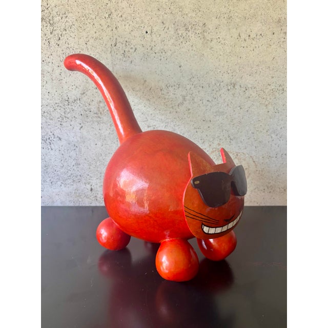 Vintage 1990s California Pop Art Gourd Cat Sculpture Folk Art For Sale - Image 4 of 7