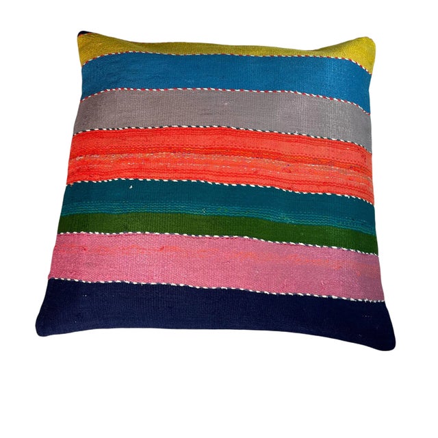 Vintage Turkish Boho Kilim Tapis Pillow Cover For Sale - Image 3 of 11