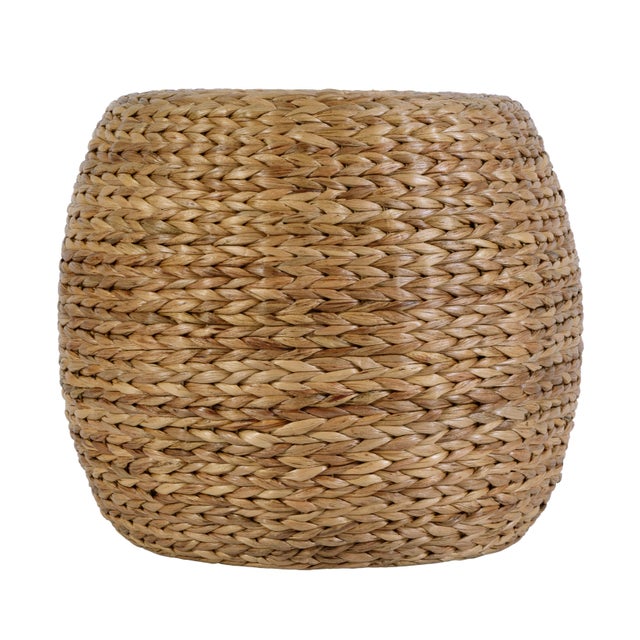 Spritely Home Accent Furniture Portofino 22 in. W Water Hyacinth & Rattan Accent Stool, Natural For Sale - Image 4 of 6