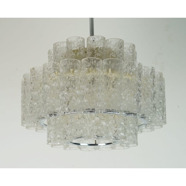 Mid-Century Ice Glass 3-Tier Chandelier with 45 Glass Tubes from Doria Leuchten, 1960s For Sale - Image 6 of 17