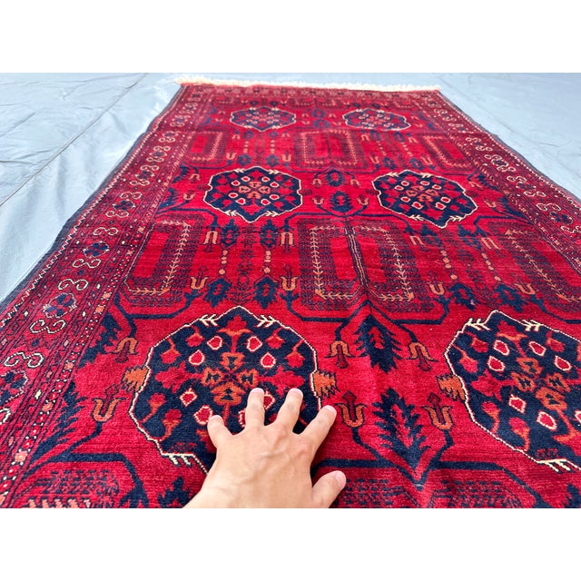 Afghan Khal Mohammadi Biljik Wool Rug, Mazar - 6'1" X 3'5" For Sale - Image 10 of 12