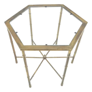 Mastercraft Mid Century Modern Hexagon Top Faux Bamboo Legs Coffee Side Table