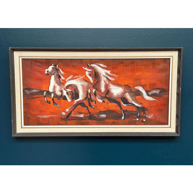 Scandinavian Artist, Trio Horses, 1960s, Oil on Canvas, Framed For Sale - Image 12 of 15