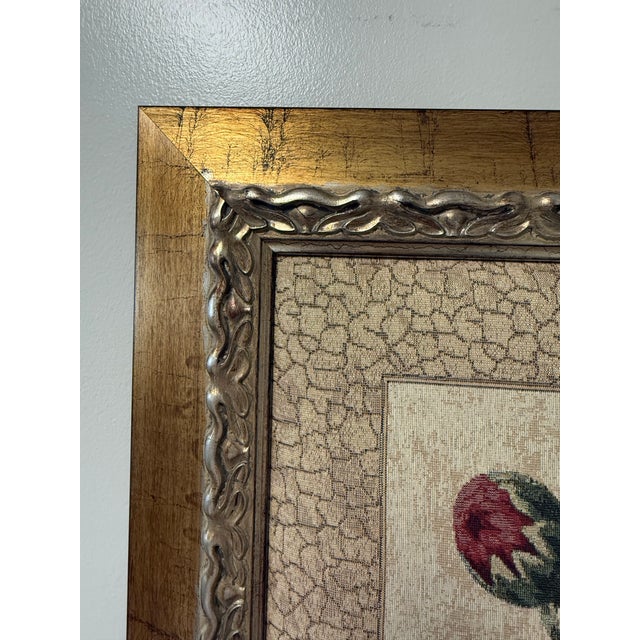 Wood Vintage Framed Botanical Dahlia Needlepoint- Decorative Arts Inc. For Sale - Image 7 of 9