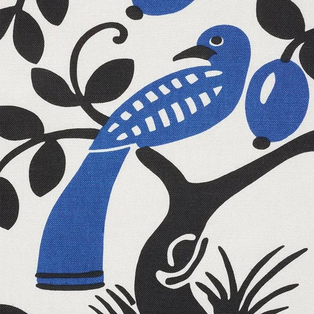 Birds, butterflies, and fruit-bearing trees enliven this charming Cotton-Linen print. Like the mid-century designs of...