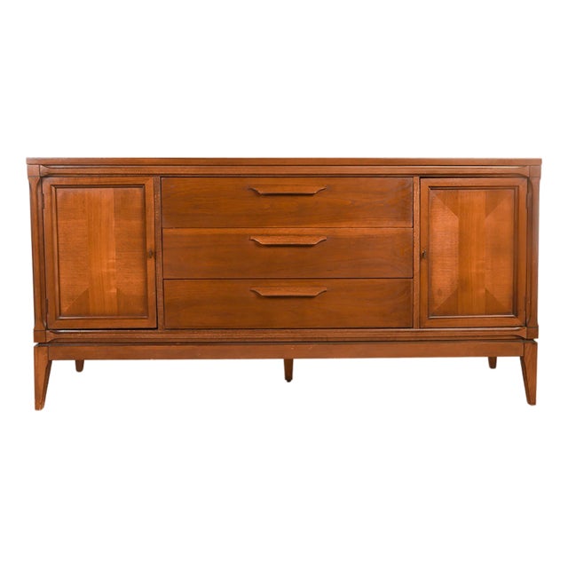 Mid Century Walnut Credenza Dresser Bassett For Sale