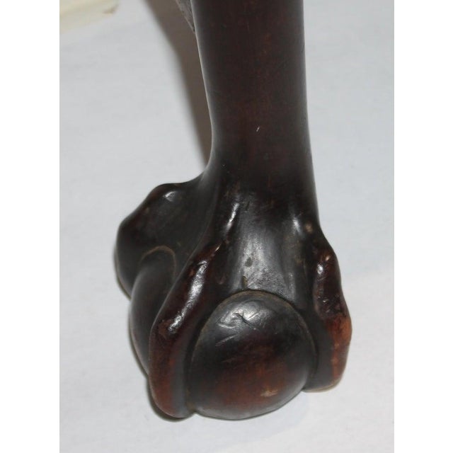 Wood 19thc Ball & Claw Ottoman / Bench Leather Seat For Sale - Image 7 of 7