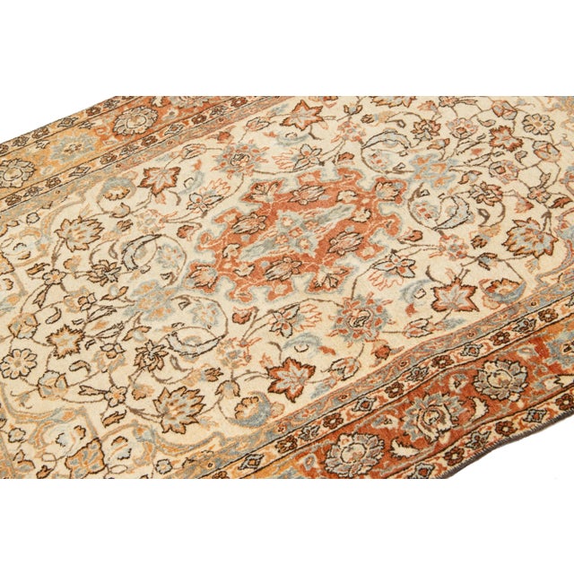 Persian Rust Handmade Persian Mahal Wool Rug Featuring an Allover Floral Pattern For Sale - Image 3 of 7