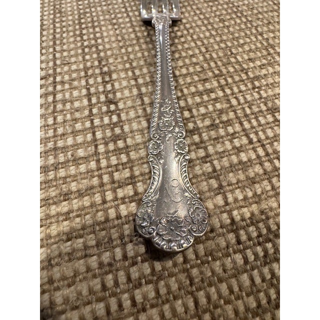 Antique Sterling Silver Gorham "Cambridge" dinner fork 7". Monogramed of "N" on front handle. Circa 1899. Quantity of 6...