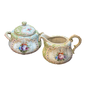 Mid 19th Century Japanese Moorage Sugar and Creamer -Circa 1840-1890