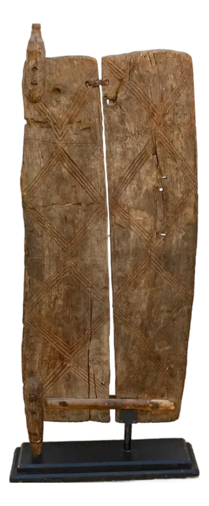 Antique Farmhouse African Two Plank Carved Door