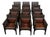 Set of 12 Moroccan Ebonized Carved Wood Armchairs with Leather Seats, circa 1900 For Sale