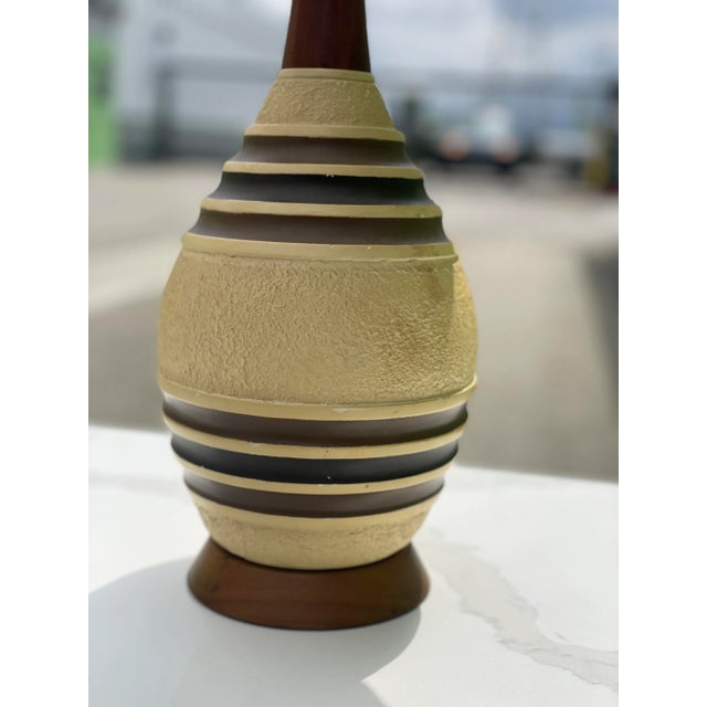 Metal 1960s Mid-Century Drip Pottery Table Lamps With Shades - a Pair For Sale - Image 7 of 12