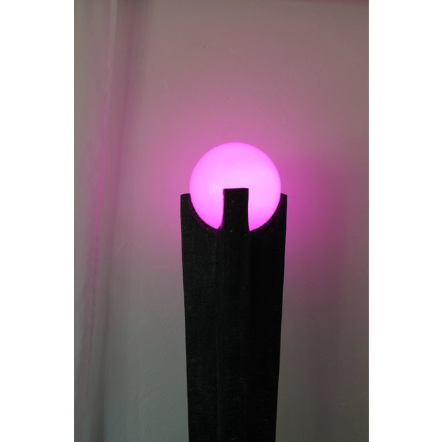 Glass Vintage Postmodern Faux Stone Floor Lamp With Globe Shade – Retro 80's Statement Lighting For Sale - Image 7 of 10