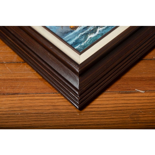 Sky Blue Vintage J. Harvey Naval Battle Original Oil Painting, Signed & Framed For Sale - Image 8 of 10