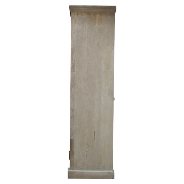 Eclectic Hand Carved Farmhouse Style Armoire With Glass Panel Doors | 82 Inch and 2 Door Tall Armoire | Unique Display Cabinet For Sale In Houston - Image 6 of 8