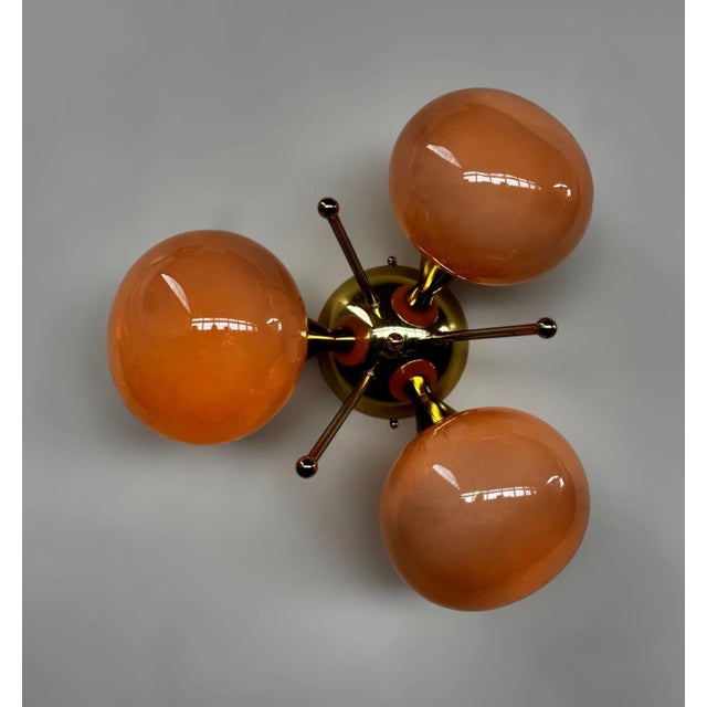 Gray Trifoglio Polished Brass Gray Pebble Flush Mount by Fabio LTD For Sale - Image 8 of 8