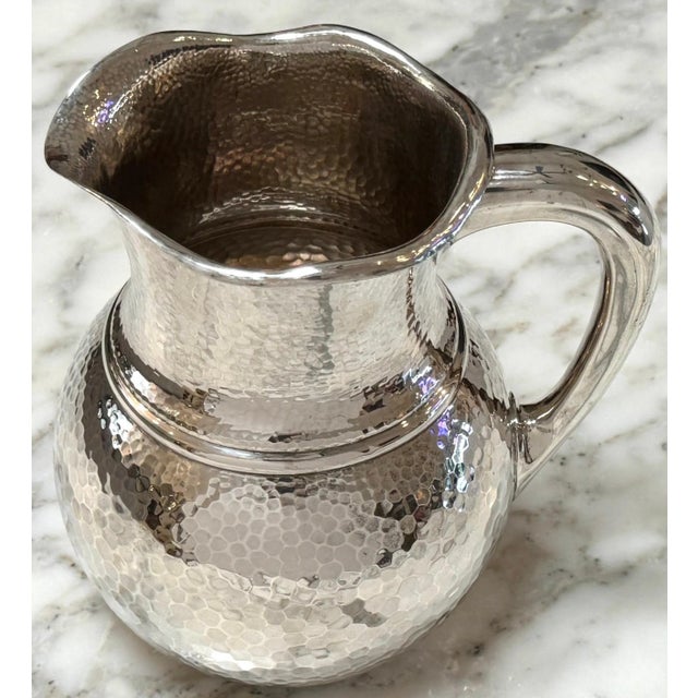 Dominick & Haff Bieglow & Kennard Hand Hammered Sterling Water Pitcher, in the Japanese Taste For Sale - Image 4 of 12