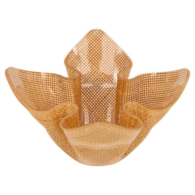 Mid-Century Acrylic Glass and Wicker Vase Centerpiece in the style of Christian Dior, Italy, 1970s For Sale - Image 13 of 14