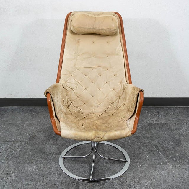 1960s Mid Century Danish Modern Lounge Chair Dux Bruno Mathsson Jetson Leather Swivel For Sale - Image 5 of 12