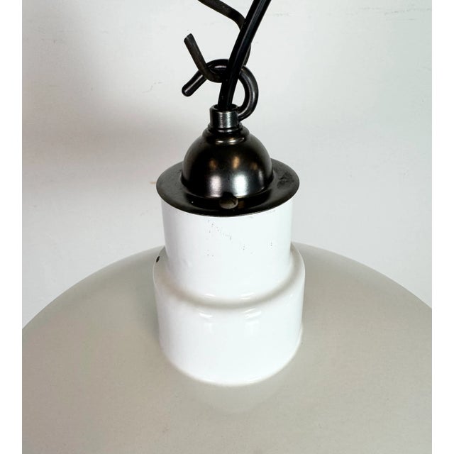 White Industrial White Enamel Factory Pendant Lamp, 1960s For Sale - Image 8 of 16