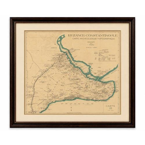 Blue Vintage Archaeological & Topographical Map, 1938 For Sale - Image 8 of 12