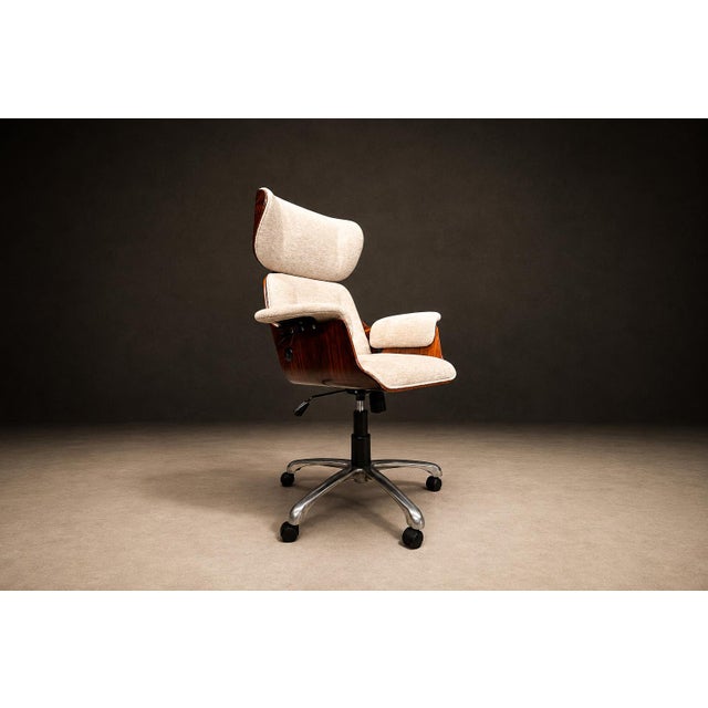 Carlo Fongaro - Tall Dinamarquesa Swivel Chair in Rosewood & Chenille, 1960s For Sale - Image 15 of 18
