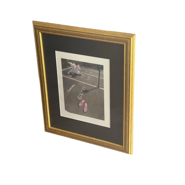 Gucci Authentic Gucci Lithograph Fashion Advertisement, Framed For Sale - Image 4 of 7