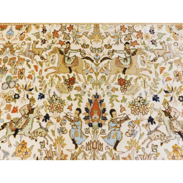 Textile 1970s Vintage Hand Made Persian Hunting Scene Rug For Sale - Image 7 of 13