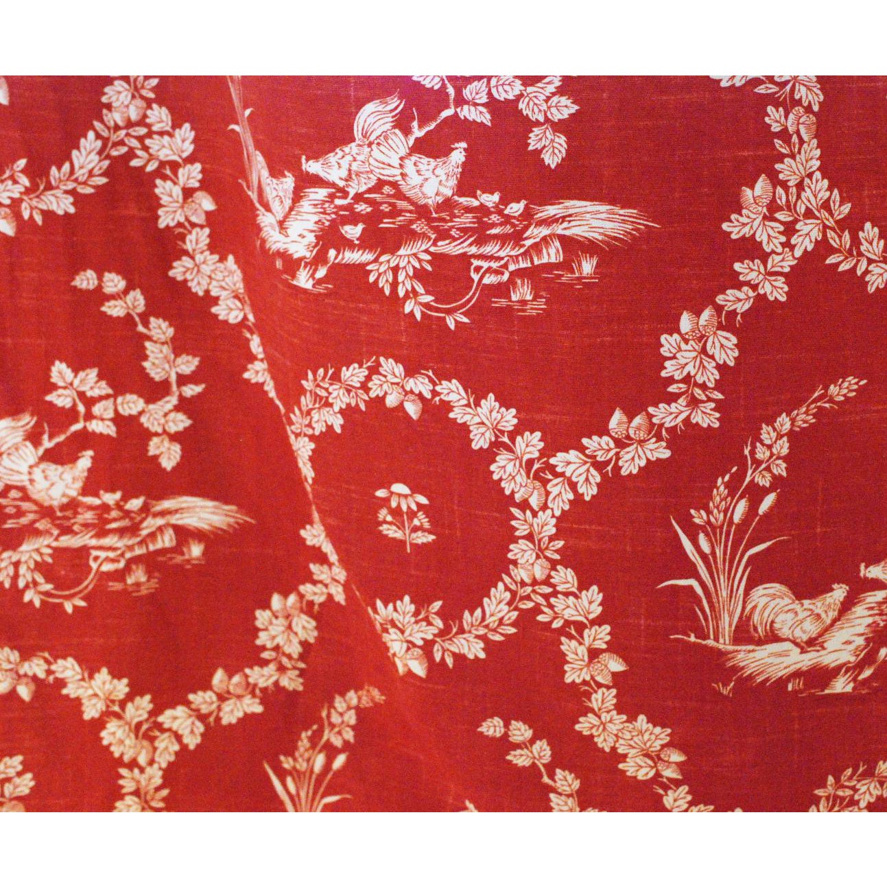 Pierre Deux Red Toile Linen Fabric- 10 Yards | Chairish