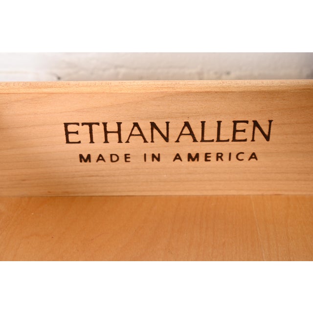 Wood Ethan Allen English Country Farmhouse Solid Maple Bedside Chest For Sale - Image 7 of 12