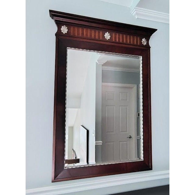 Neoclassical Extra Large Federal Style Mahogany Wall Mirror by Ethan Allen For Sale - Image 3 of 6