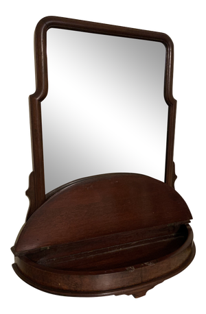 19th Century Oak Vanity Mirror With Jewelry Box