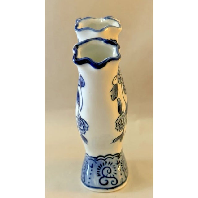 Vintage Bella Casa by Ganz Five Finger Blue and White Bud Vase For Sale - Image 4 of 7