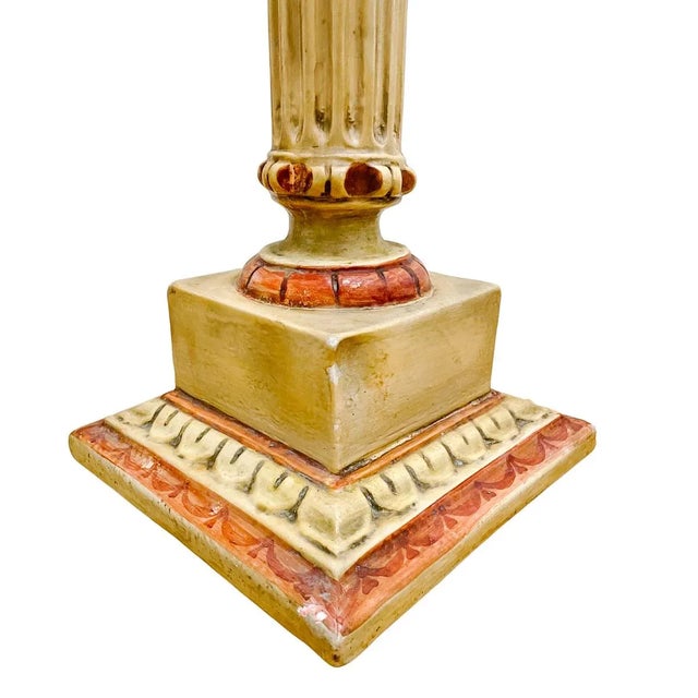 Vintage Classical Venetian Cream and Red Pedestal Columns - A Pair For Sale - Image 12 of 12